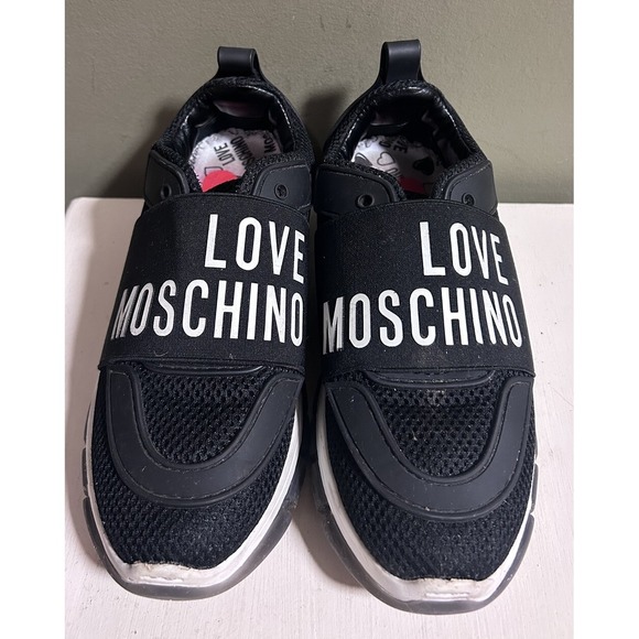 Love Moschino Women's Sneakers Black 36 Platform Heart Slip On Couture US 5.5 - Picture 1 of 14